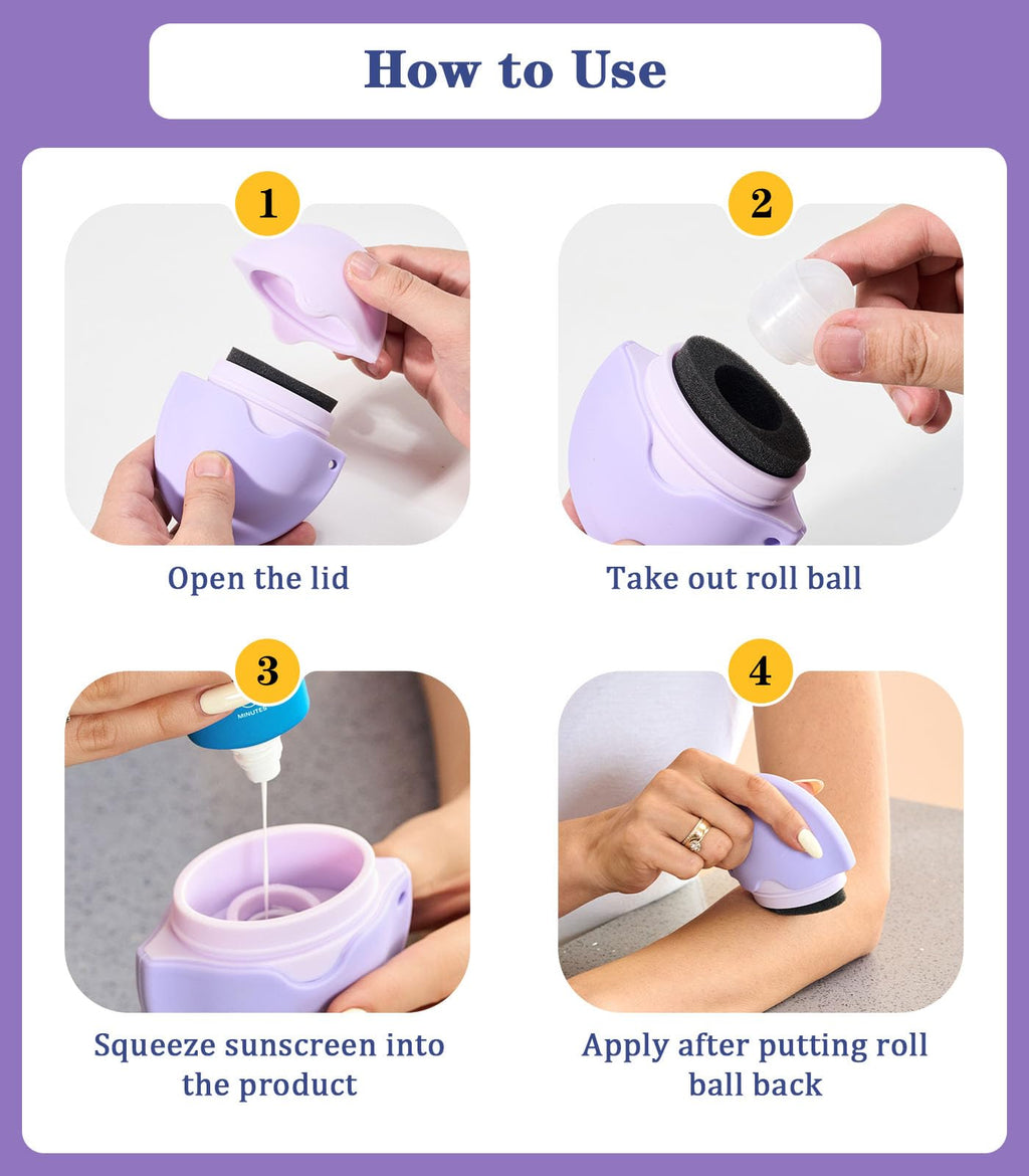 Sunscreen Applicator for Kids - Refillable Roll on Sponge Sunscreen, Suncream & Lotion Applicator,Proof Sun Lotion Brush -Summer Beach Essentials - Travel Size for Vacation