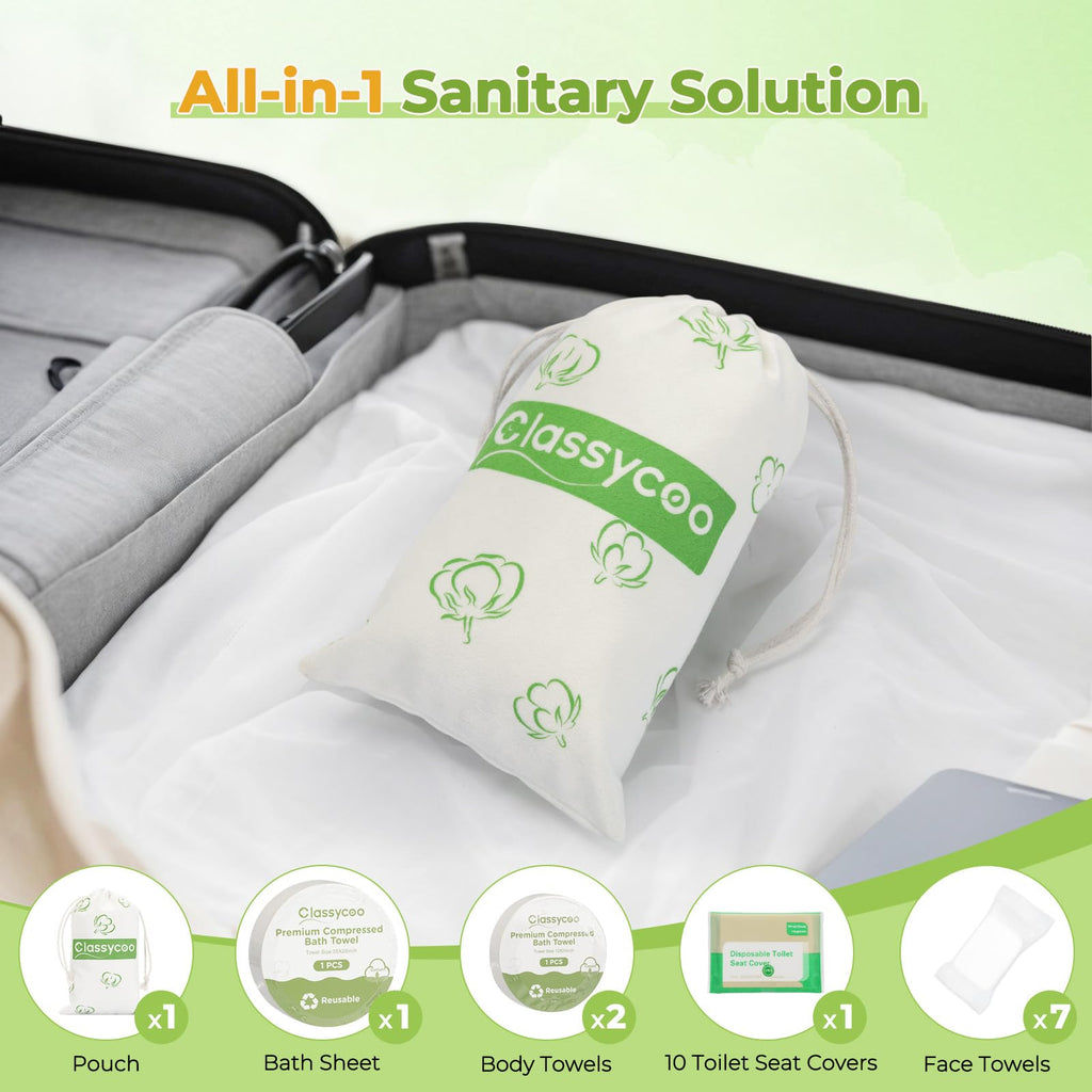 Classycoo Disposable Towel Travel Bag Set for Hotel