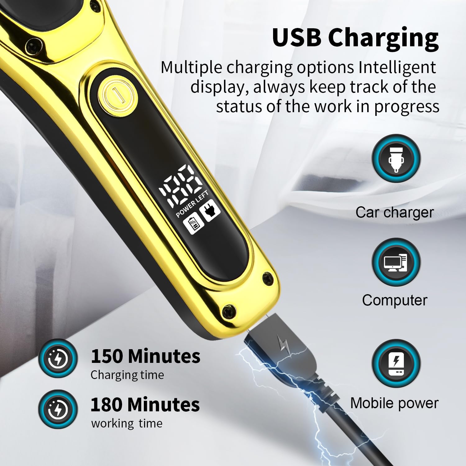 HIENA PRO Professional Hair Clipper for Men, Electric T-Blade Beard Trimmer, Cordless Hair Trimmer, USB Rechargeable Wireless Haircut Clippers, Trimmers for Hair Cutting, Gifts for Men