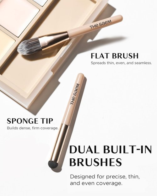 THESAEM Cover Perfection Concealer Palette - 6-Color Multi Concealer for Medium Skin Tones 20-23 | Includes Dual Brush for Blemishes & Dark Circles