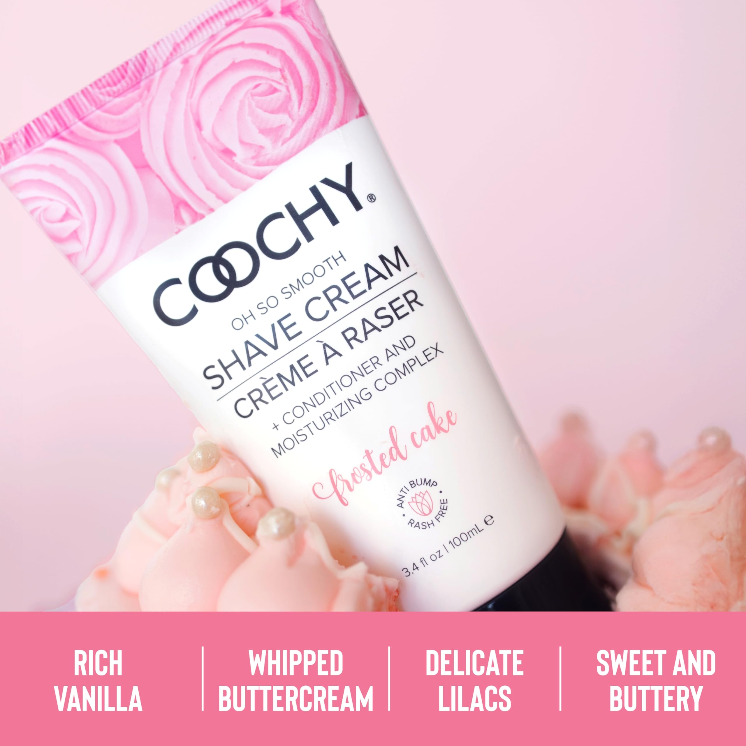 Coochy Shave Cream - Moisturizing Shave Lotion - Gentle Intimate Shaving Cream - For Bikini Area, Underarms, Legs & More - Rash-Free, Hydrating Formula - 12.5 oz, Frosted Cake