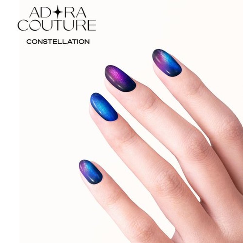 Adora Couture Semi Cured Gel Nail Strips with 30 Pieces - UV Gel Stickers, Manicure Kit, Easy Application Wraps Includes Prep Pads, Nail File, Wooden Stick - UV Light Required (Constellation)