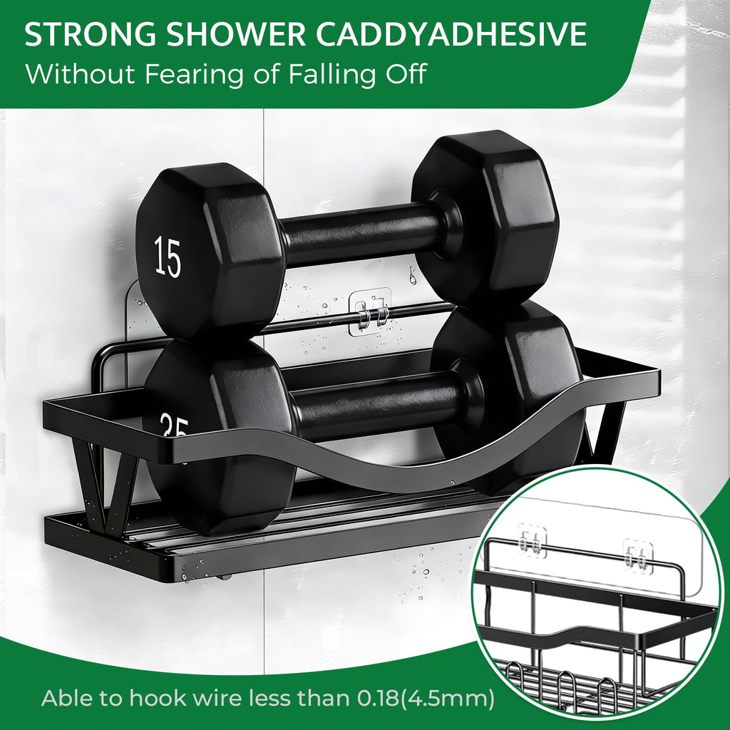 DSJIFGEW 9 Pack Shower Caddy Adhesive Replacement Strips, Heavy Duty Clear Waterproof Sticky Hooks, No Drilling Wall Mount for Shower Shelves, Bathroom Storage, Kitchen Rack & Soap Holder