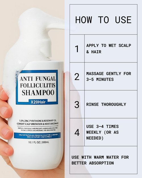 Folliculitis Shampoo with Zinc Pyrithione | Flake Control Dandruff Shampoo for Seborrheic Dermatitis & Scalp Psoriasis | Soothes Itchy, Dry Scalp | Cleanses Build-Up & Supports Healthy Follicles