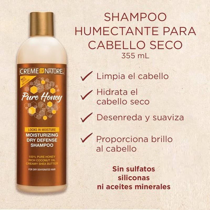 Creme of Nature Pure Honey Shampoo - Moisturizing Dry Defense with Coconut Oil & Shea Butter | 12 oz