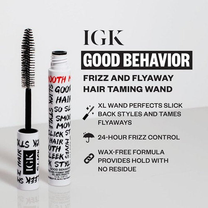 IGK Good Behavior Frizz & Flyaway Hair Taming Wand - Lightweight Gel Control Stick for Smooth, Sleek Hair | 0.24 oz