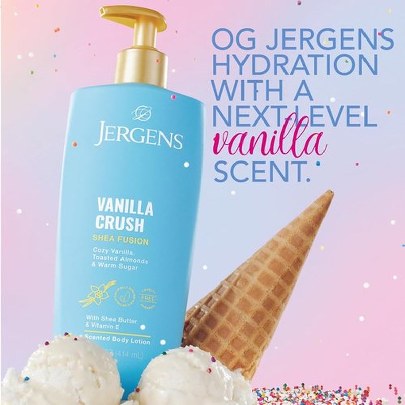 Jergens Body Lotion - Shea Fusion Vanilla Crush Moisturizer with Shea Butter & Vitamin E | 14 Fl Oz
