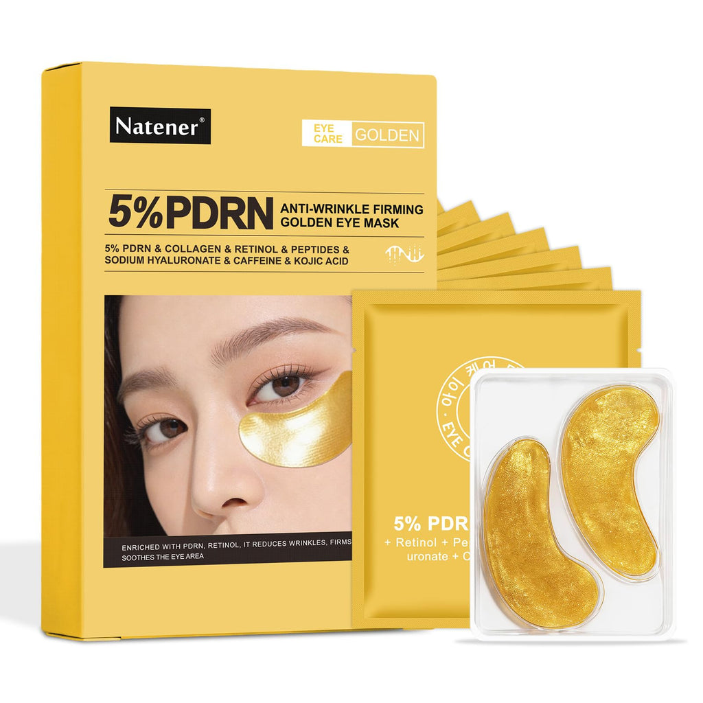 30 pairs 5%PDRN Under Eye Patches, 24K Gold Eye Patches for Puffy Eyes, Dark Circles, Under Eye Bags & Wrinkle | Collagen, Retinol, Hyaluronic, Peptides, Kojic Acid, Caffeine, Korean Skincare Eye care