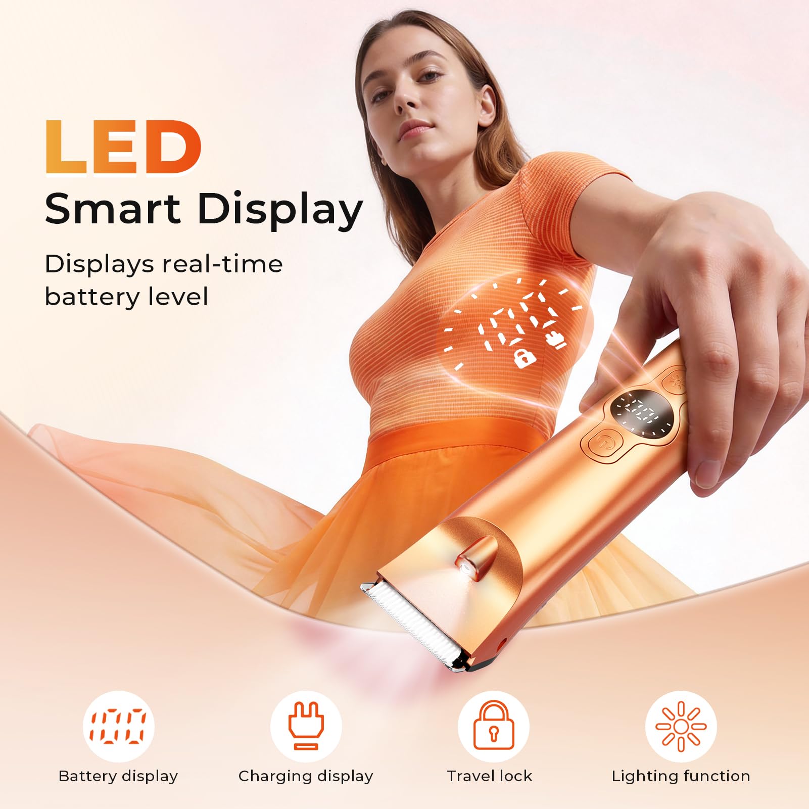 Bikini Trimmer for Women, 4 in 1 Electric Razors for Women - Dual Head, Wet & Dry Use Pubic Body Hair Trimmer Electric Shavers, Rechargeable Womens Facial Razors for Legs, Nose, Armpits, Bikini Area