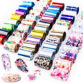 SILPECWEE 50 Sheets Foil Nail Art Transfer Stickers Tips Laser Flower Marbling Solid Color Nail Wraps Decals Starry Sky Star Manicure DIY Tools