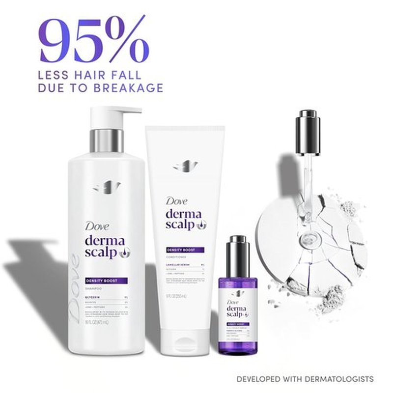 Dove Derma Density Boost Shampoo - Glycerin & Zinc Formula for Hair Loss | 16 oz