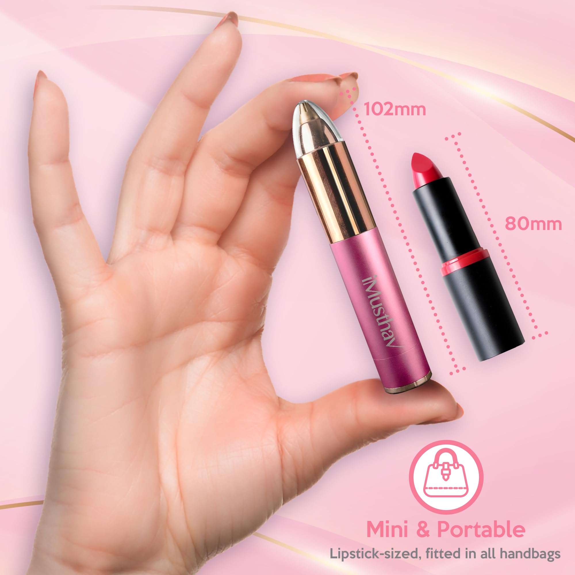 iMusthav Eyebrow Trimmer for Women, Precise & Painless Eyebrow Razor with LED Light, Electric Facial Hair Remover for Flawless Brows, Lip & Face, Battery Operated, Travel-Friendly, Gold-Plated Design