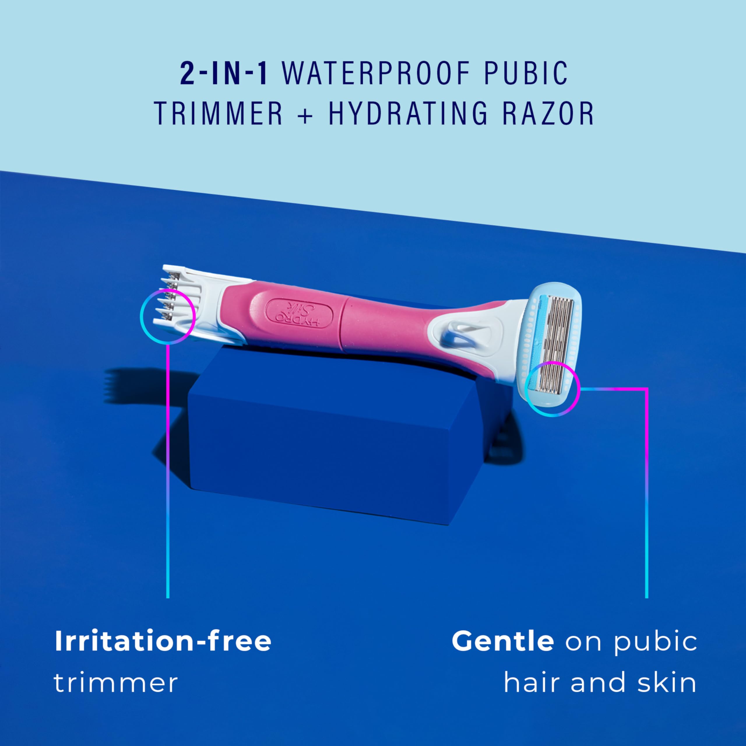 Schick Hydro Silk TrimStyle Moisturizing Razor for Women with Bikini Trimmer,1 Count (Pack of 2)