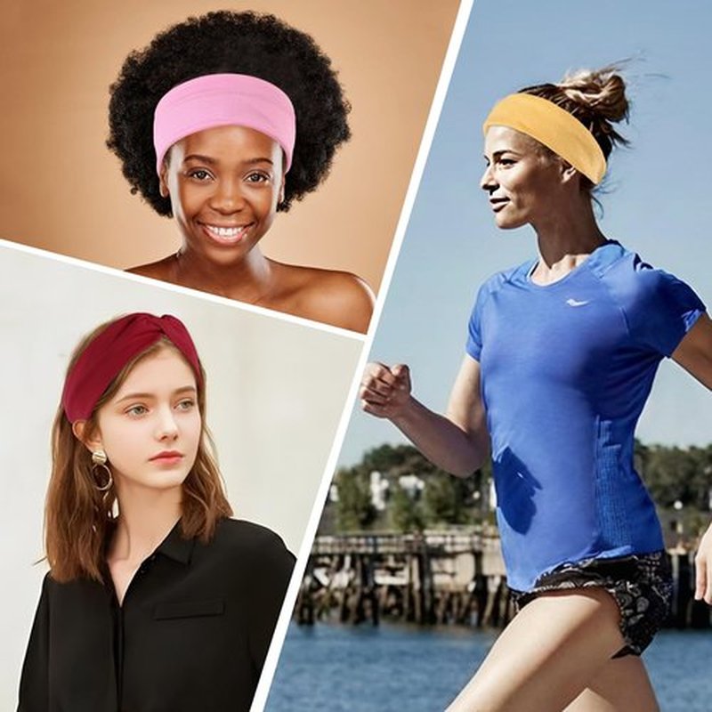 12 Pcs Stretchy Headbands for Women,Absorbed Sport Headband Soft Twist Knotted Headbands for Yoga,Daily Life Workout (12 Color3)