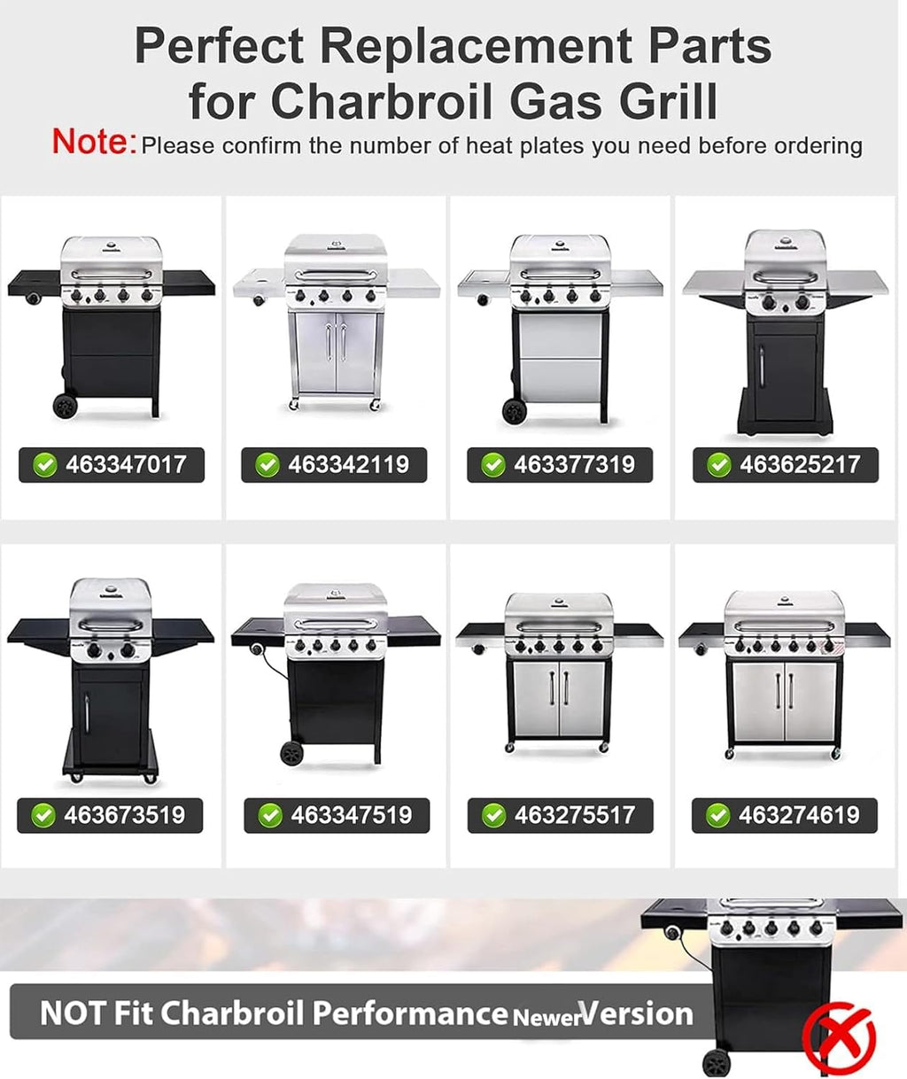 Grill Parts for Char-Broil Performance 4 Burner 463342119 463342118 463332718 463347017 463377017 463376117 463376018P2 463335517 463349917 Grill Burner Heat Plate Cast Iron Grill Grates 18 Inch