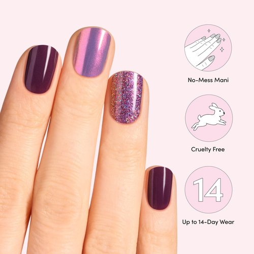 Dashing Diva Glaze Nail Strip Set - Amethysta - Long Lasting, Chip Resistant, Semi-Cured Gel Nail Strips - Halloween Gel Set - 4-Piece Manicure Kit with 32 Strips