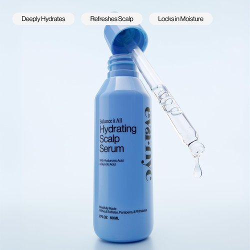 Eva NYC Hydrating Scalp Treatment Serum - Hyaluronic Acid + Glycolic Acid - Lightweight, Fast Absorbing - Reduce Dryness + Restore - For Dry Scalp - Jasmine Scent -Travel Size 2 fl oz