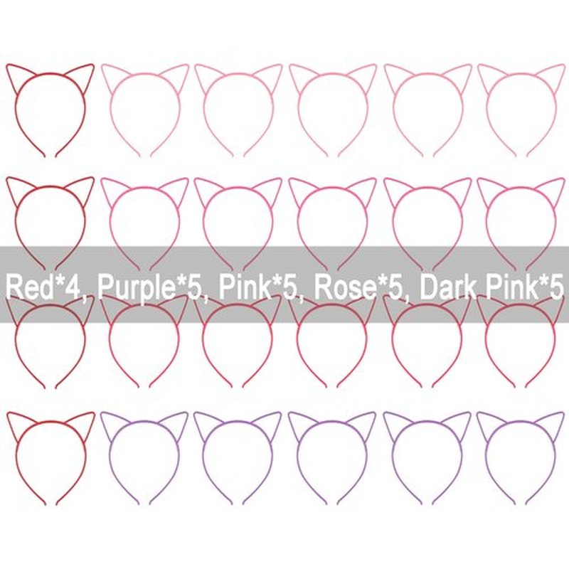 COCIDE 24Pcs Cat Ears Headbands Plastic Taylor Party Decorations Kitty Headbands for Women Gabby Party Favors Birthday Supplies for Womens Halloween Hair Accessories Hair Hoops Costume
