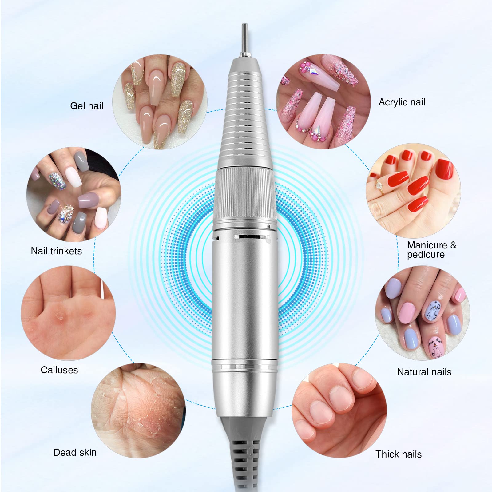 (Need Portable Host) Updated Handpiece for AZ GOGO-102 Nail Drill Machine Part, AZ GOGO 30000 RPM Portable Nail Drill - for Updated 2 Jack Host