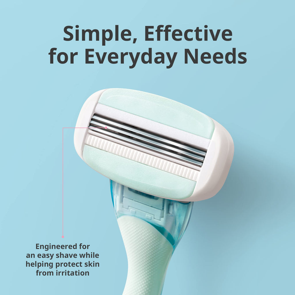 Dorco EVE3 Razor Smooth Touch™ for Women, Includes 1 Razor Handle and 6 Long-Lasting Razor Blade Refills (Handle + 6 Refills)