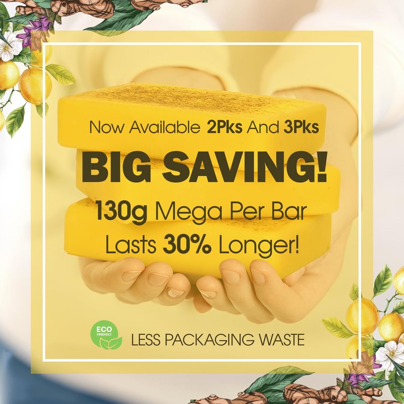 Uselective 2 Pack Lemon & Turmeric Soap Bar for Dark Spots - Powered by Kojic Acid & Vitamin C and Deeply Moisturizing with Shea Butter - SLS Free