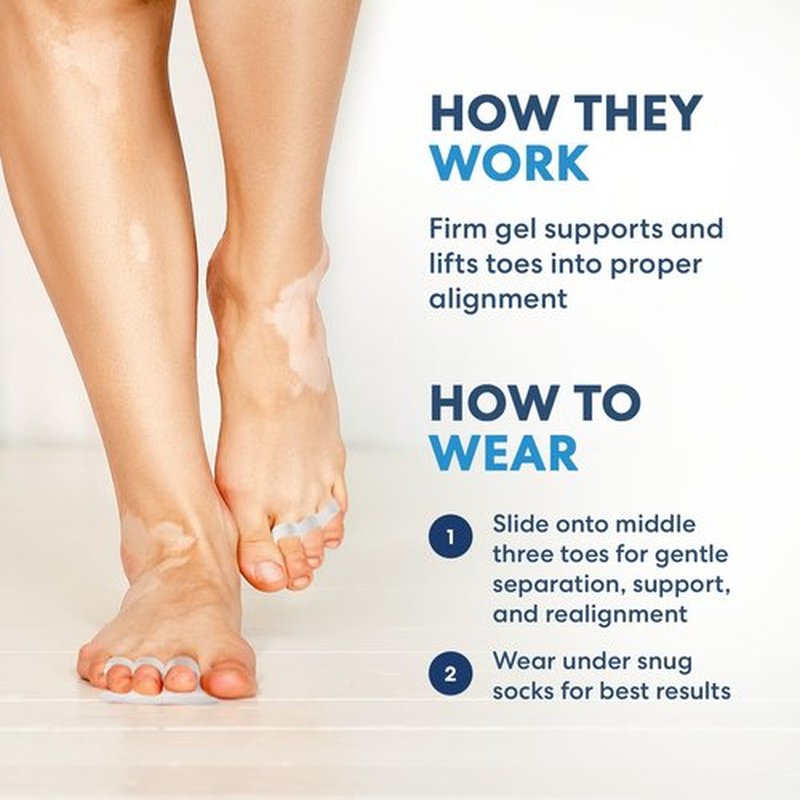 Dr. Frederick's Original Hammer Toe Corrector Gels - 2 Pairs - All-Day Relief for Crooked & Overlapping Toes - Firm Cushioning - Symptomatic Support for Toe Alignment - Clear - 3 Loop Design