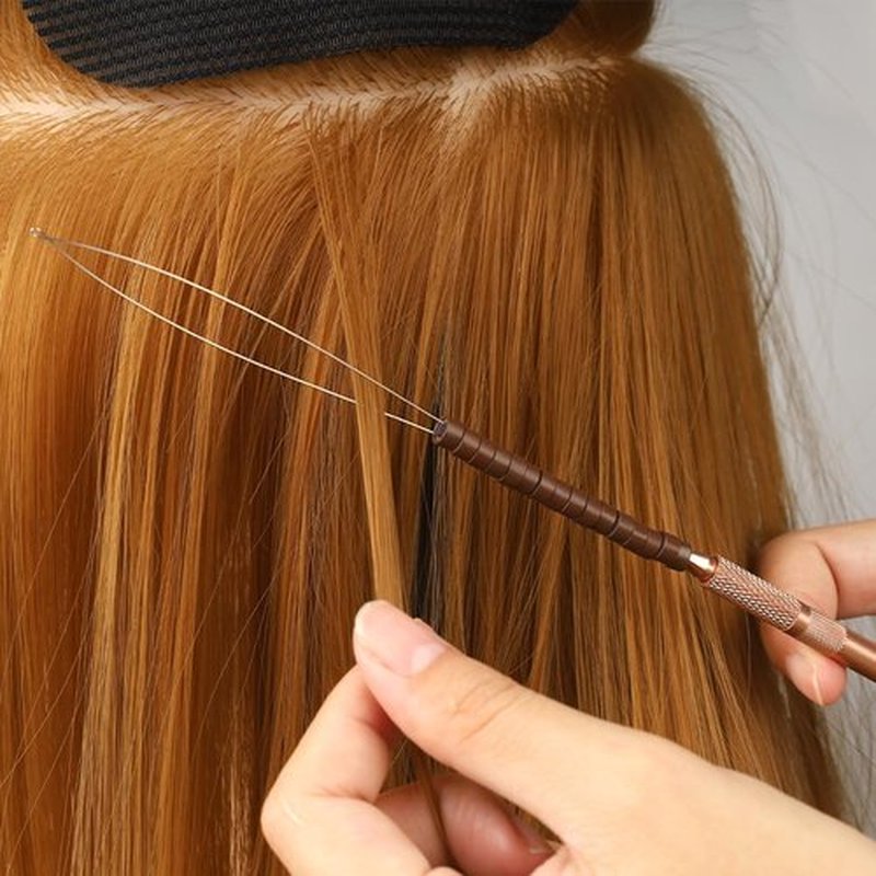 GlamorDove Hair Extension Loop Tool Pulling Hook Handle Threader for Micro Rings Looper Hair Beauty Salon Accessories