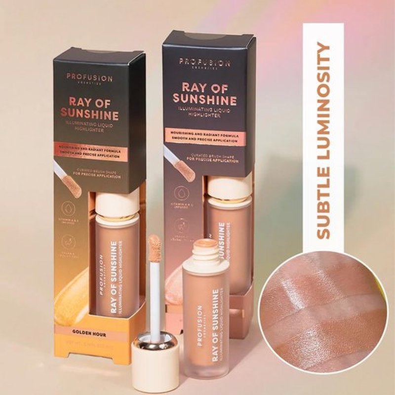 Profusion Cosmetics Liquid Highlighter - Blendable & Buildable Formula with Vitamin A & E | Sunkissed Shade