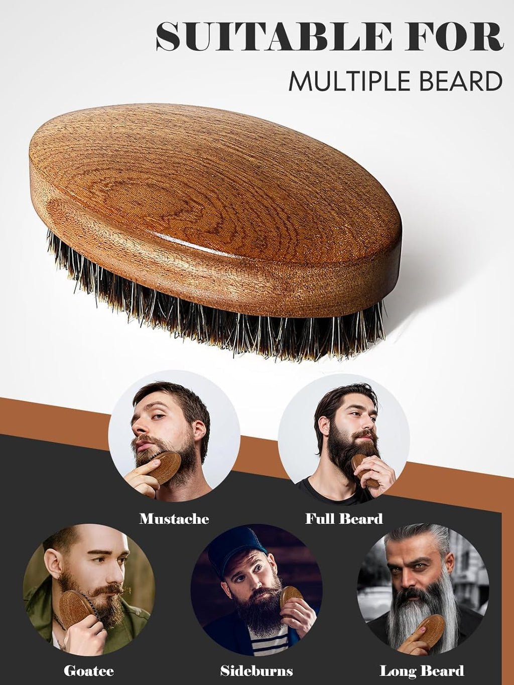 Bituemly Beard Brush, Stocking Stuffers Boar Bristle Beard Brush for Men and Mustache Scissors Facial Hair Grooming Kit, Detangles Boars Hair Styling Beard Tool, Christmas Gift for Boyfriend Husband