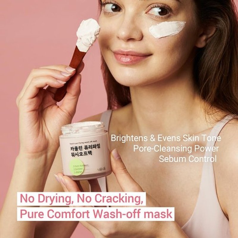 NEAF NEAF Kaolin Purifying Wash Off Pack, Pore Cleansing Mask for Dry Sensitive Skin, Softening and Hydrating, Korean Skincare (3.88oz / 110g)
