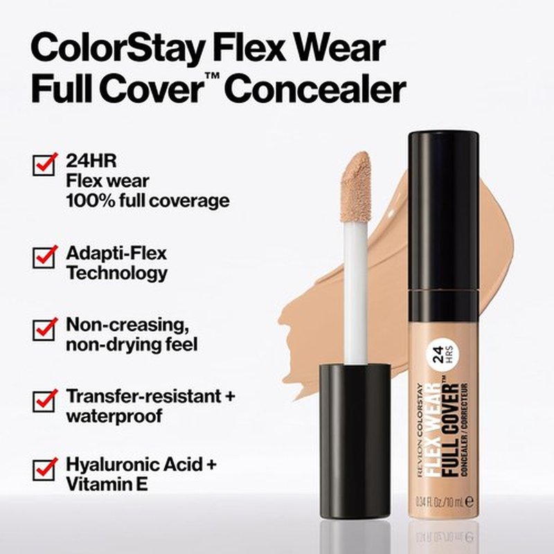 Revlon ColorStay Flex Wear Concealer - Full Coverage, Non-Creasing Formula with Hyaluronic Acid & Vitamin E | 005 Fair, 0.34 Fl Oz