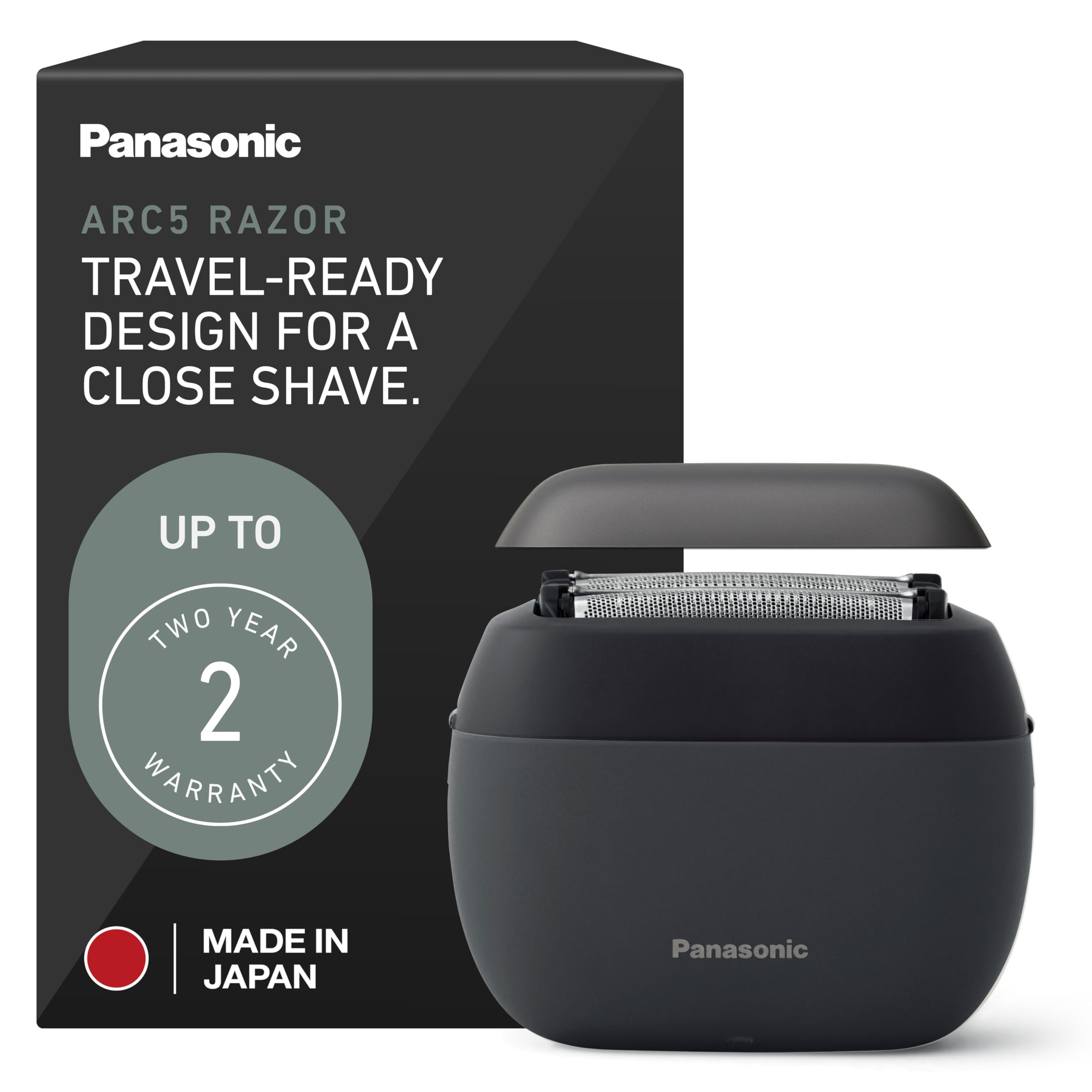 Panasonic ARC5 Palm-Sized Foil Shaver, Handheld Luxury Compact Travel Shaver with 5-Blade Cutting System and USB-C Charging, Wet/Dry Electric Razor for Daily Shaving Routine - ES-PV3A-K