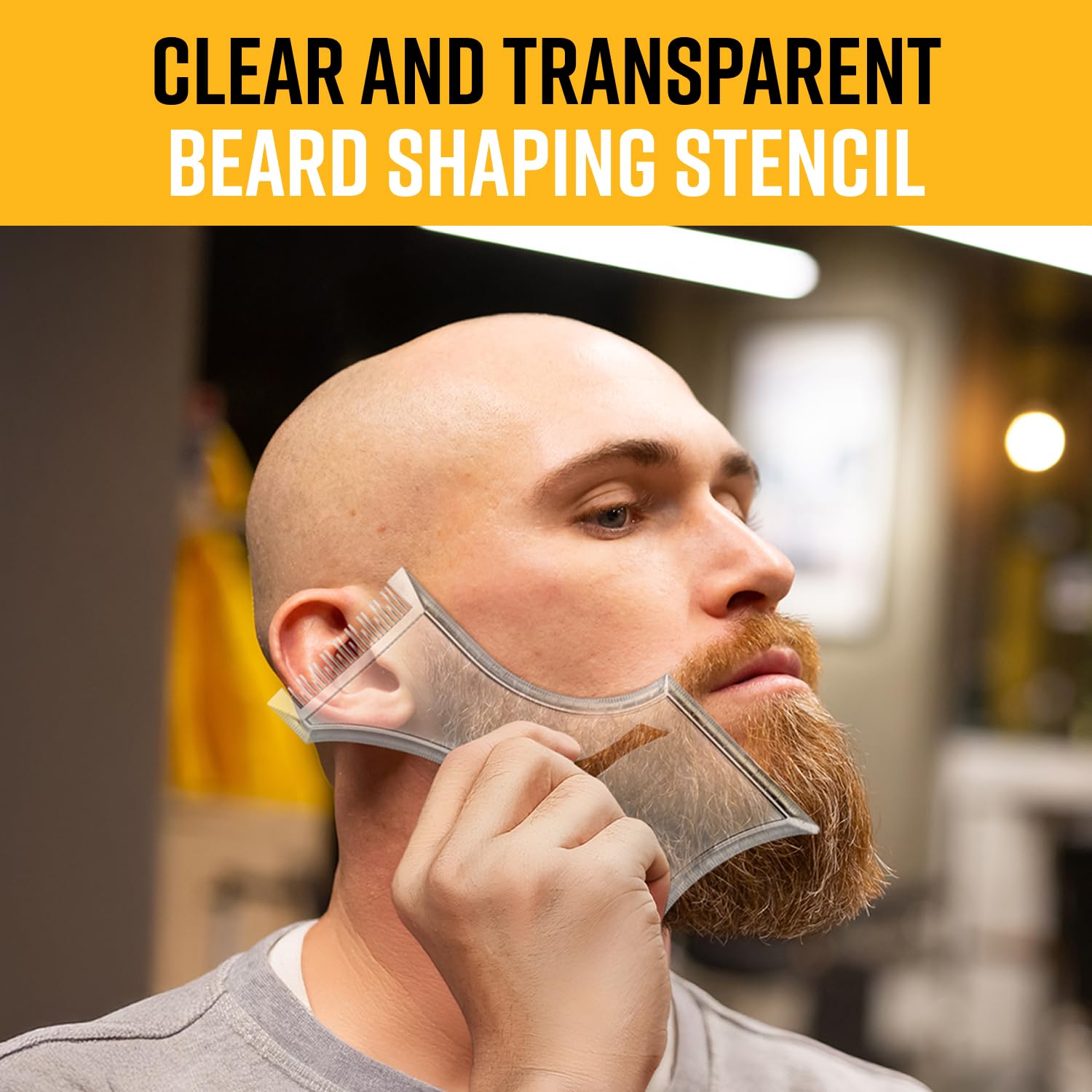 The Cut Buddy PLUS Beard Shaping Tool, Clear Template with Built-in Comb and Bonus Pencil, Ideal for Hairline, Beard, and Mustache Trimming