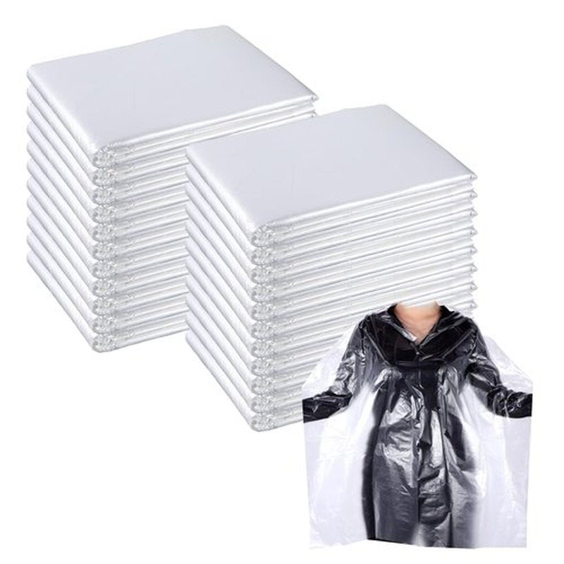 100 Pcs Disposable Hair Cutting Capes 47 x 35 Inch Disposable Barber Cape Waterproof Barbershop Salon Cape Plastic Hair Dye Capes White Barber Haircut Hairdressing Gown Coloring Apron Shawl Adults