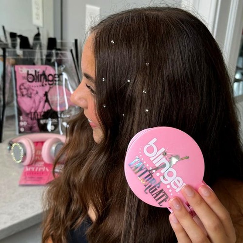 blinger® Limited Edition Refill Pack - Promise | 75 Precision-Cut Glass Crystals (5 Discs) | Hair Safe Adhesive - Bling In, Brush Out | blinger® Styling Tool Not Included | Light Rose 5 MM