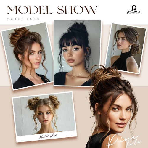 Messy Bun Hair Piece for Women Human Hair Buns Medium Brown Highlights Elastic 1Pcs 100% Real Hair Ponytail Wavy Curly Durable Bun Scrunchies Thick Updo Hairpieces (#P4-27 Medium Brown Highlights)