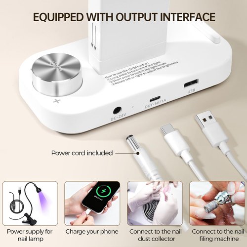 AOXDWGE AORAEM 34" Foldable Half Moon LED Nail Lamp, 456LEDs 3350LM Half Moon Light for Nails with Phone Holder, 3 Color Modes 3000K-6000K Professional Manicure Lamp for Nail Tech Salon