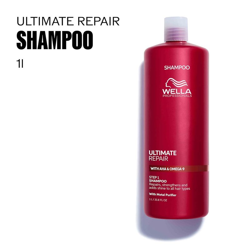 Wella Professionals ULTIMATE REPAIR Shampoo - Strengthens & Moisturizes Damaged Hair | AHA & Omega-9 Formula