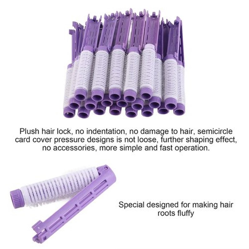 Skiennix Fluffy Korean Perming Rod Rollers - 20pcs DIY Hair Curling Kit for Root Perm | Purple