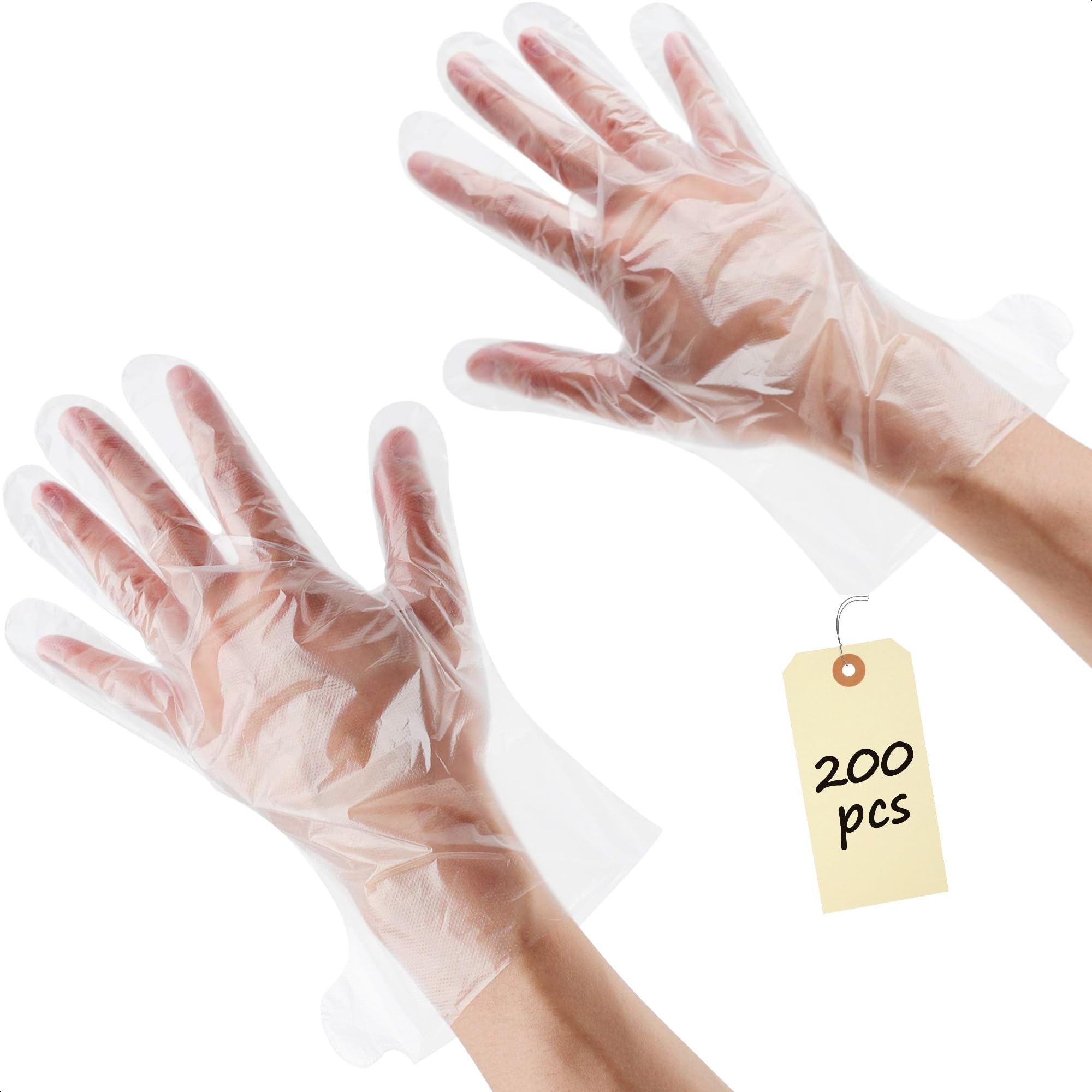 200 Pcs Paraffin Gloves for Hands – Lightweight, Disposable, Transparent, Leak-Resistant Multi-Use Plastic Gloves – Easy to Use for Paraffin Wax Hand Care, Spa, Manicure, Cooking, Cleaning & Hair