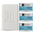 Reveka Skincare Magnesium Soap – 4-in-1 Natural Bar for Face, Body, Hair & Shaving | Triple-Milled with Shea Butter | USA-Made Peppermint Soap | 4 Pack (7 oz Each)