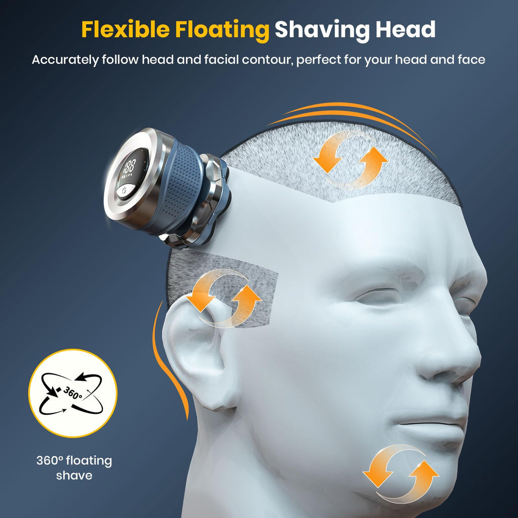 TLMUSE 7D Head Shaver with a Travel Case, 2026 Upgraded Magnetic Head Shavers for Bald Men, IPX7 Waterproof Wet/Dry Electric Razor Men, Rechargeable Shavers for Scalp/Face/Beard/Body