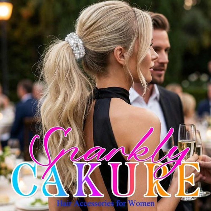 CAKURE Rhinestone Hair Ties Sparkly Ponytail Holders Glitter Hair Scrunchies Rhinestone Hair Accessories for Women and Girls (Pack of 3)