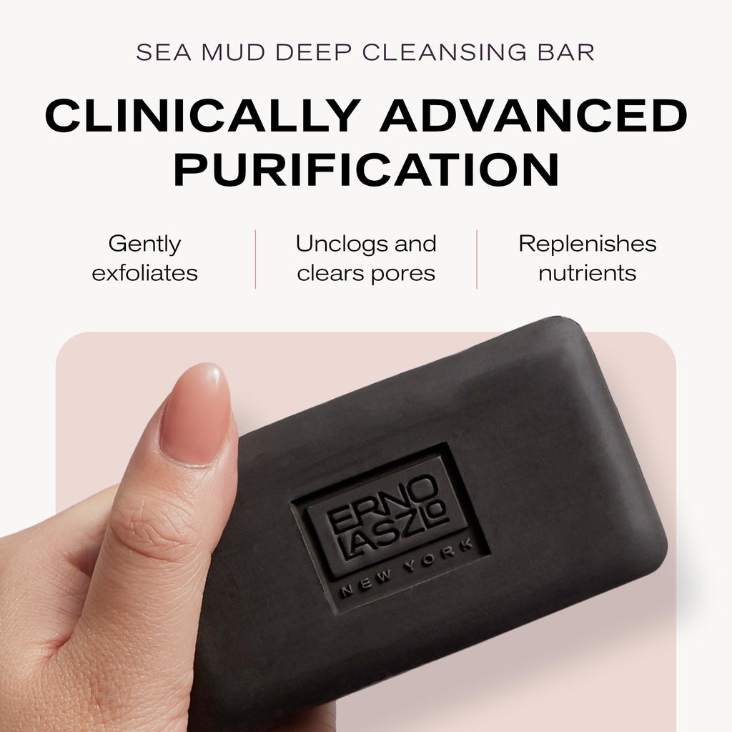 Erno Laszlo Sea Mud Deep Cleansing Face Wash Bar, Detox Charcoal Soap Bar with Dead Sea Mud, Removes Excess Oil, Unclogs Pores, Gently Exfoliates & Purifies Skin, For Oily, Blemish-Prone Skin, 1.7 oz