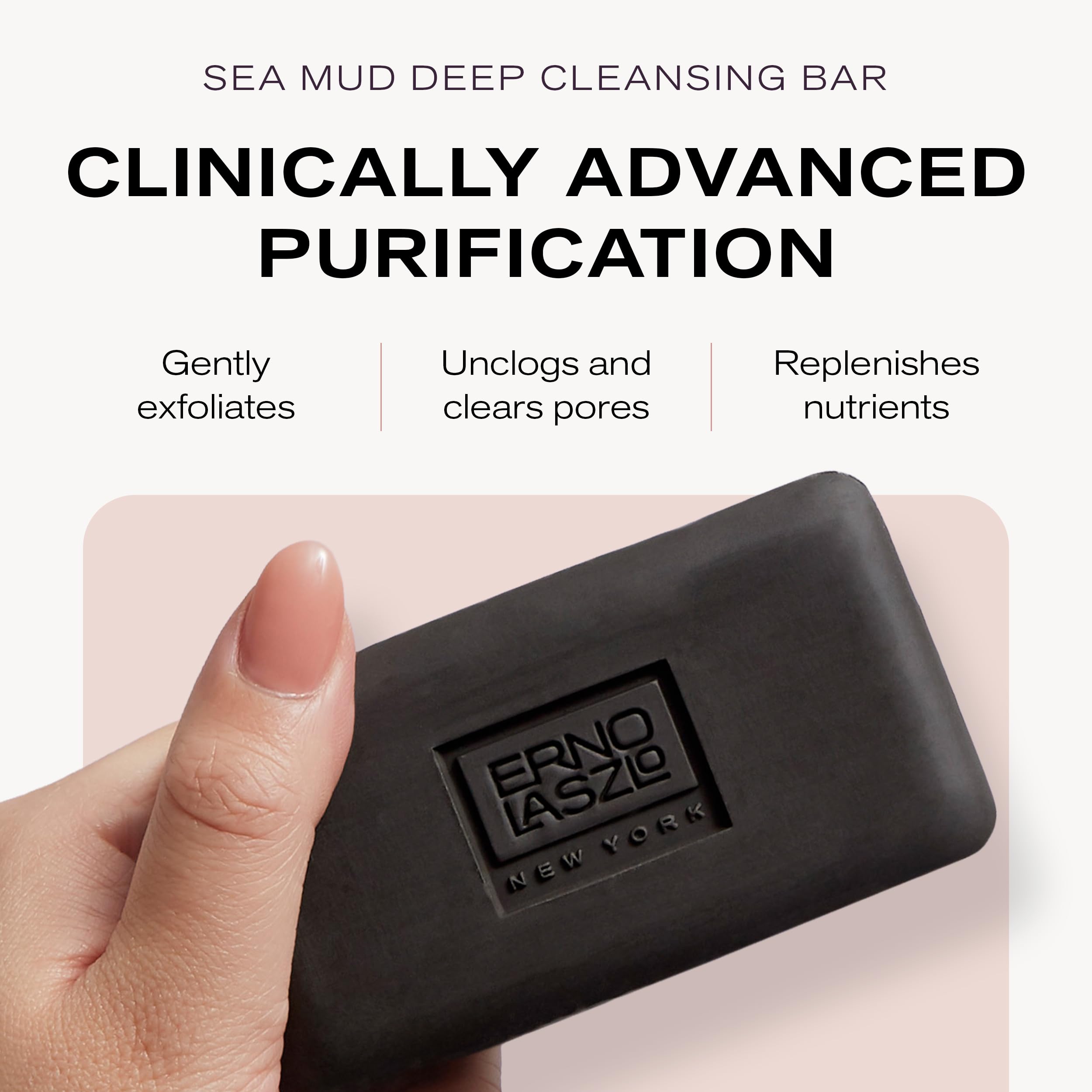 Erno Laszlo Sea Mud Deep Cleansing Face Wash Bar, Detox Charcoal Soap Bar with Dead Sea Mud, Removes Excess Oil, Unclogs Pores, Gently Exfoliates & Purifies Skin, For Oily, Blemish-Prone Skin, 1.7 oz