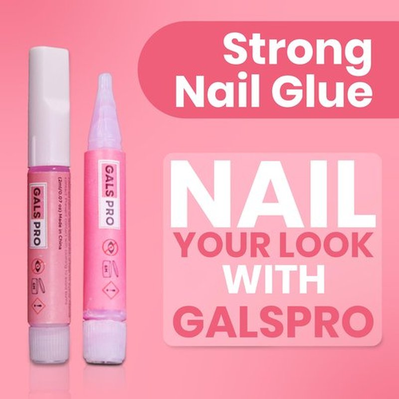 GALS PRO Strong Nail Glue for Press Ons - 10 Pack, 2ml (0.07oz) Each, Professional, Extra Strength & Long Lasting Nail Glue for Fake Nails with Fine Applicator Tip & Quick Drying Time