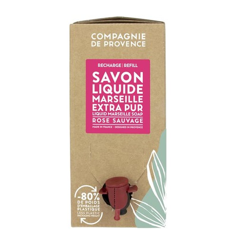 Compagnie de Provence Savon de Marseille Extra Pure Liquid Soap, Wild Rose, 101.4 Fl Oz Eco Refill