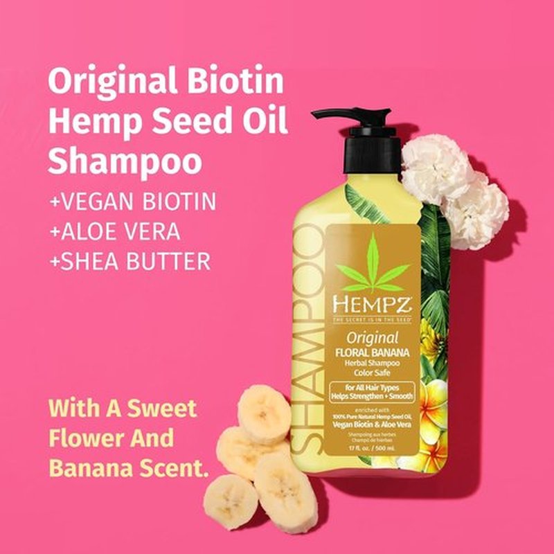 Hempz Biotin Hair Shampoo - Hydrating & Strengthening Formula for All Hair Types - 17 Fl Oz