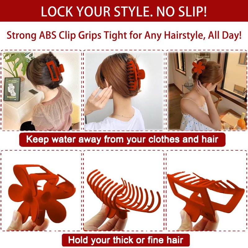 Zaritaffy 16pcs Skincare Headband Set, Headband Set for Face Washing Spa and Makeup, Including 1 Hairband, Wristband, 3 Hair Claw Clips and 10 Hair Ties, with Box, Gift for Women and Girls, Red