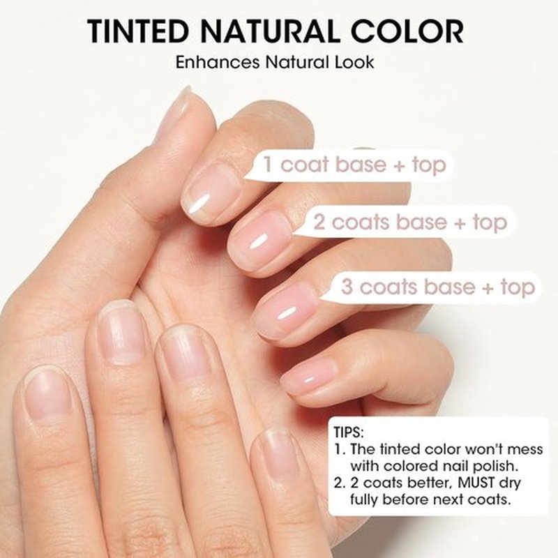 GELLEN Clear Nail Polish Base Coat - Ridge Filling Sheer Nude Tint | Smooth & Nourish Damaged Nails with Shea Butter & Vitamin E